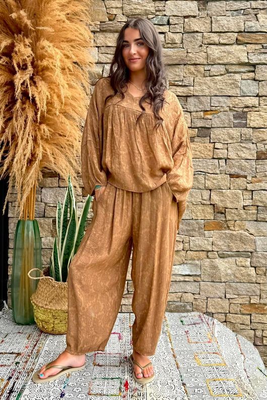 Kiti Paisley Damask Artist Smock Walnut